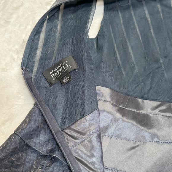 Adrianna Papell Occasions Long Formal Shutter Pleated Rayon Blend Gown Dress - Picture 5 of 9